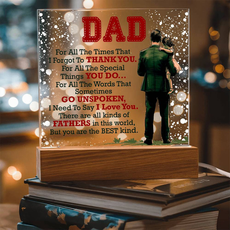Thank You Dad Gift Sentimental Acrylic Plaque Keepsake Premium Quality Handcrafted Design Father Appreciation Present Perfect Birthday Gift Dad Meaningful Tribute Display Beautiful Home Office Keepsake Vibrantly Printed Message Heartfelt