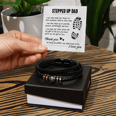 Engraved Love Message Mens Leather Bracelet Personalized Stepdad Gift Meaningful Jewelry Present Forever Love Sentiment Daily Reminder Accessory Genuine Leather Band Adjustable Fit Fathers Day Birthday Anniversary Gift Appreciation Present