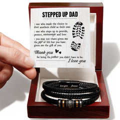 Stepdad Gift – Engraved Men's Leather Bracelet with Love Message