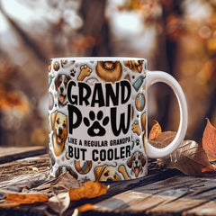 Premium Ceramic Coffee Mug Grandpaw Gift For Dog Loving Grandfather Dishwasher Safe Microwave Safe Daily Use Essential Ergonomic Handle Design Perfect Birthday Gift Father Day Present Christmas Gift Pet Themed Kitchen Collection High